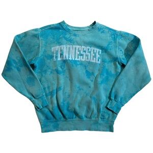 Vintage University Of Tennessee Sweatshirt Cotton Small Turquoise Blue Tie Dye